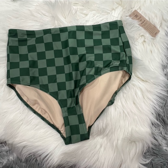 Albion Green Checkered High Waist Bikini Set M & L - Picture 2 of 14